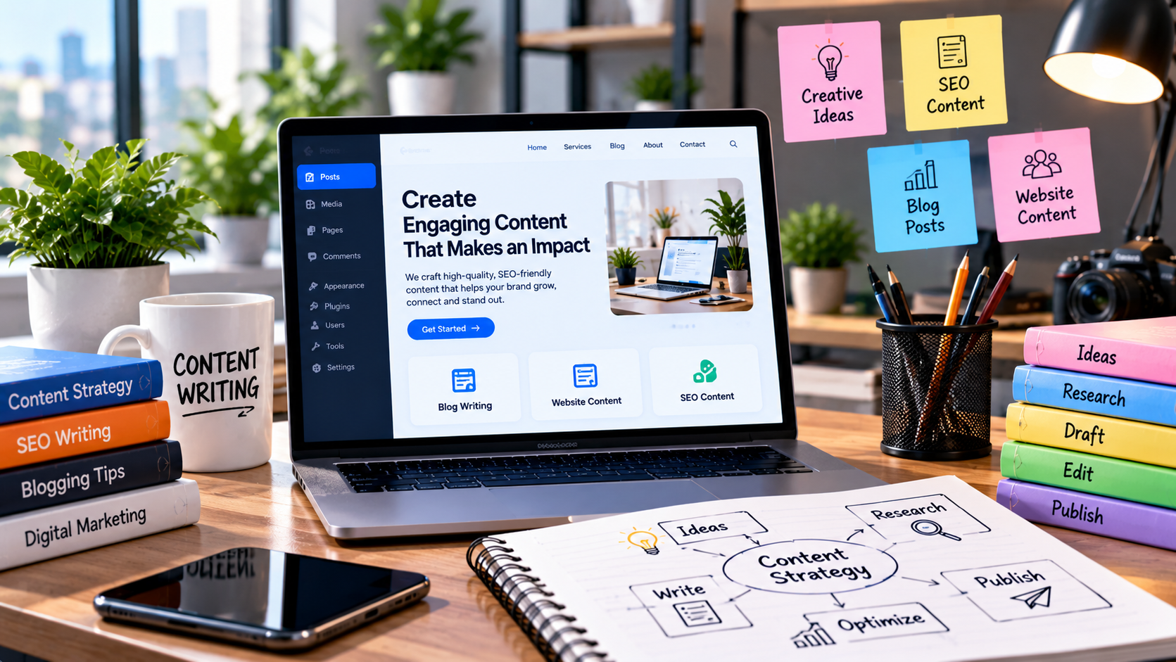 Content writing and SEO workspace